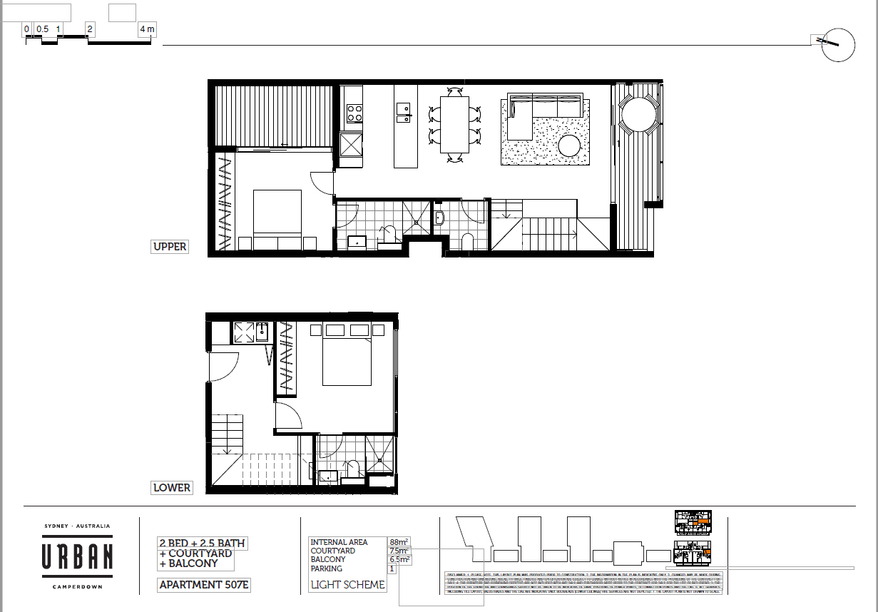 2 Level 2 Bedroom + 2,5 Bathroom + Courtyard+ Balcony
